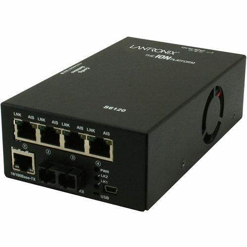 Lantronix S6120-1013-BR Media Converter, 4x T1/E1 ION with Ethernet to Fiber Multi-Mode ST, Supports Up to 2km