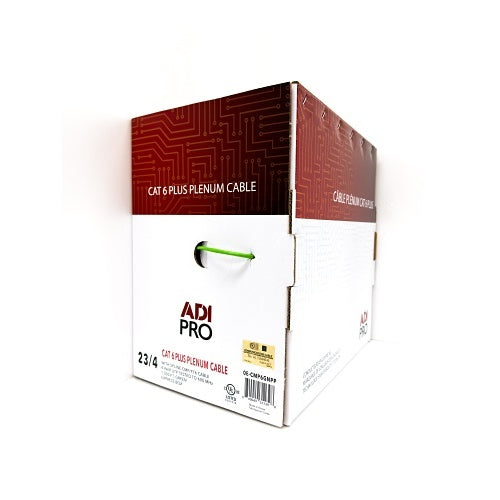 ADI PRO 0E-CMP6GNPP CAT6+ Plenum Cable, 23/4 Solid BC, Unshielded, UTP, CMP/FT6, 1000\' Express Box, Green