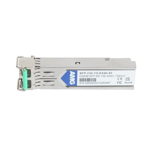 AMG Systems SFP-CW-1G-EX40-53 2-Fiber SFP Singlemode CWDM, LC Connectors, 1530nm, 1GB