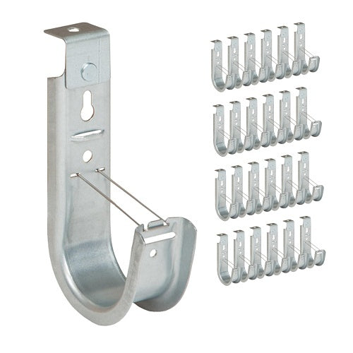 ICC ICCMSJH944 Ceiling Mount J Hook 2\\" with Retainer Clip, Galvanized Steel Cable Management Hooks for Hanging Cable, Rust-Resistant, EIA and TIA Compliant, 25-Pack
