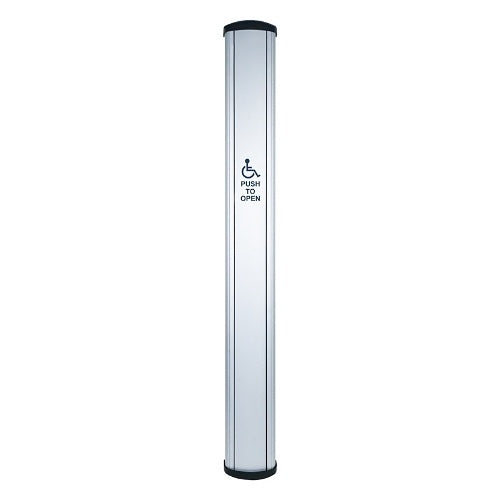 Camden CM-7436/4 4\\" Column Switch Push Plate, Wheelchair Symbol, Push to Open Label, Aluminium, Clear