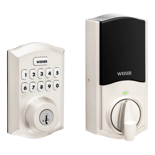 Weiser 9GED18005-001 Z-Wave 700 LR Push Button Traditional Deadbolt Smart Lock, Satin Nickel
