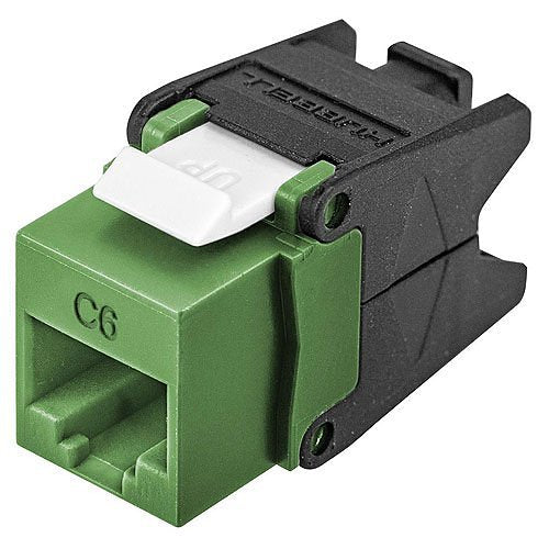 Hubbell HJU6GN CAT6 Jack with Cobra-Lock Termination, Green Image of 40-HJU6GN