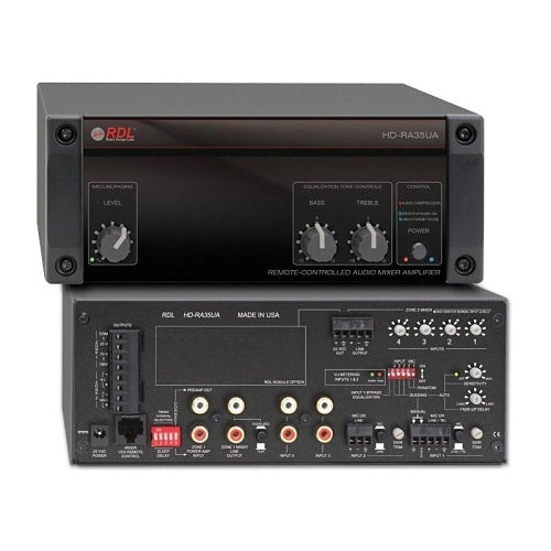 RDL HD-RA35UA Rackmount Audio Amplifier, 35W, Universal Power Supply
