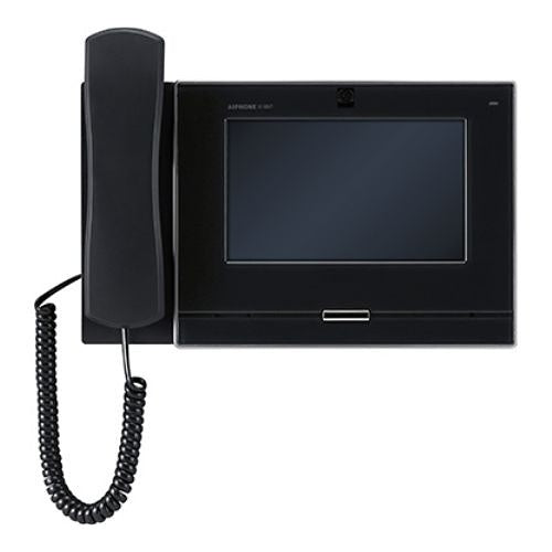 Aiphone IX-MV7-HB 7\\" Touchscreen IP Video Master Station, SIP Compatible, Privacy Handset, Includes Desk Stand, Black