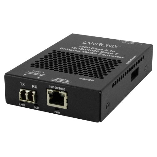 Lantronix SGFEB1024-130-NA Stand-alone Gigabit Ethernet Media and Rate Converter, 10/100/1000Base-T (RJ-45) to 1000Base-SX 1310 nm Extended Multimode (SC) 7.0 dB