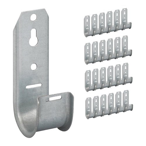 ICC ICCMSJHK33 1-5/16\\" Wall Mount J-Hook without Retainer Clip for Structured Cabling, Rust-Resistant, 25-Pack, Galvanized Steel