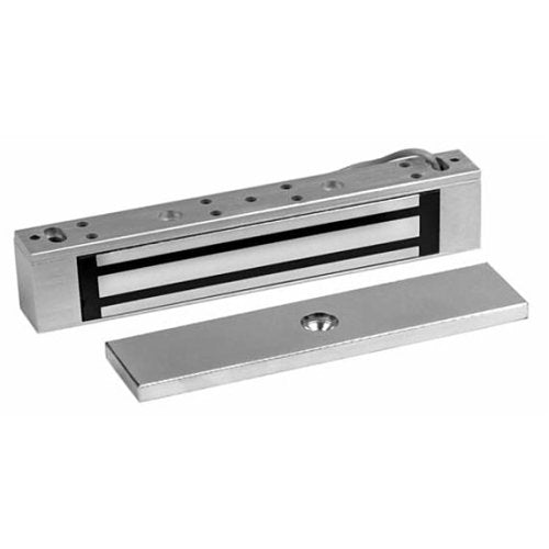 RCI 8375 Surface MicroMag Electromagnetic Lock for Swinging Doors on Small Enclosures, 300 lb, 12/24VDC, Brushed Anodized Aluminum