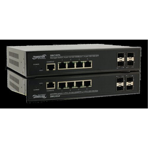 Lantronix SM4T4DPA Managed Layer Gigabit Ethernet Switch (4) 10/100/1000Base-T Ports (4) 100/1000Base-X SFP Slots