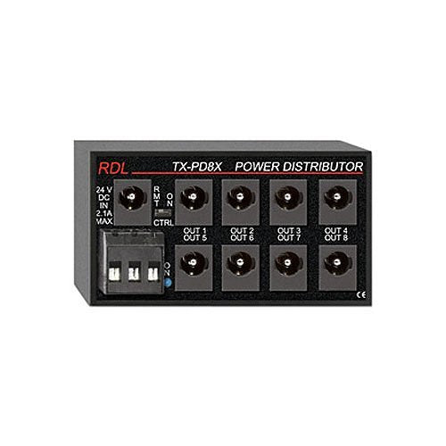 RDL TX-PD8X Switching Power Supply Distributor, 24VDC, Up to 8 Power Distribution Points Image of RL-TXPD8X