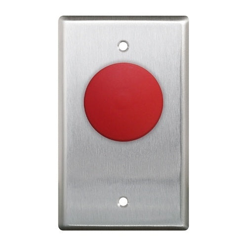 Camden CM-400R Single Gang, N/O Contacts, 5/8\\" Push Button, Stainless-Steel Faceplate, Red Button