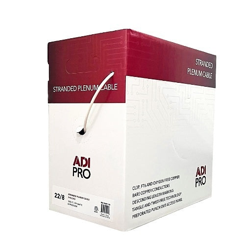 ADI PRO RN-9009110 22/8 Stranded Plenum Shielded Cable, CL3P, 1000\' Express Box, Off White