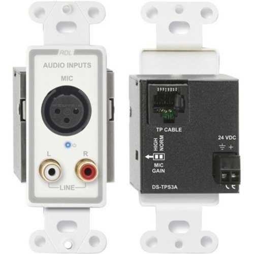 RDL D-TPS3A Active Three-Pair Sender, Twisted Pair Format-A, XLR Microphone and Stereo RCA Input