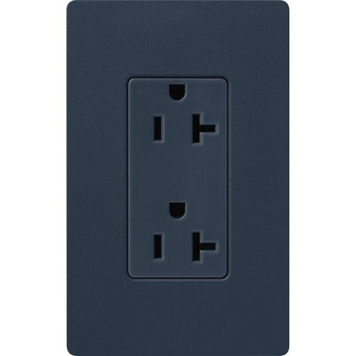 Lutron SCR-20-DE Claro 20A Duplex Receptacle, Decorator-Style Outlet, Satin Finish, Deep Sea