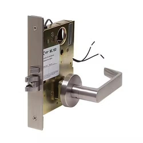 Command Access ML180EL 24V L6 626 ML180 Series Electrified Solenoid Schlage L9000 Retro Mortise Lock, Storeroom, Outside Lever Locked, 24V, Satin Chrome