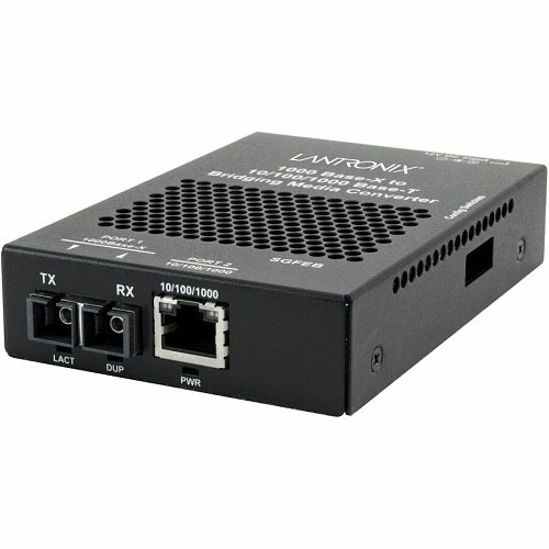 Lantronix SGFEB1014-130-UK 10/100/1000Base-T to 1000Base-X Single Mode SC, UK Plug, 10km