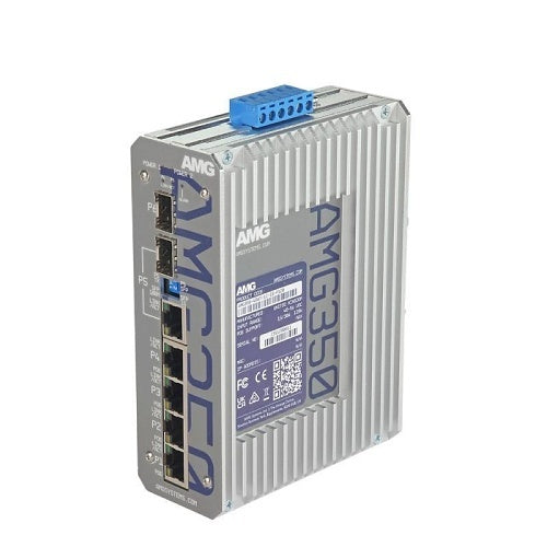 AMG Systems AMG350-4GAT-1C-1S-P120 AMG350 Series Industrial 6-Port Unmanaged PoE Switch, 4 x 10/100/1000Base-T(x) RJ45 Ports, 1 x 10/100/1000Base-T(x) RJ45 or 100/1000Base-Fx SFP Combo Port