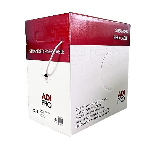 ADI PRO RN-9010101 22/4 Stranded  Riser Unshielded Cable, CL3R, 1000\' Express Box, White