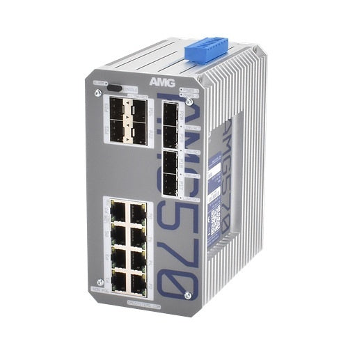 AMG Systems AMG570-8G-8S AMG570 Series Industrial 16-Port Managed Switch, 8 x 10/100/1000Base-T(x) RJ45 Ports, 8 x 100/1000Base-FX SFP Ports, 12-56VDC Power Input