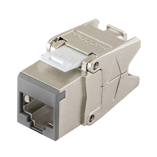 Hubbell HJS6AGY24 Keystone Jack, Shielded CAT6A Universal Jack, 24-Pack, Gray