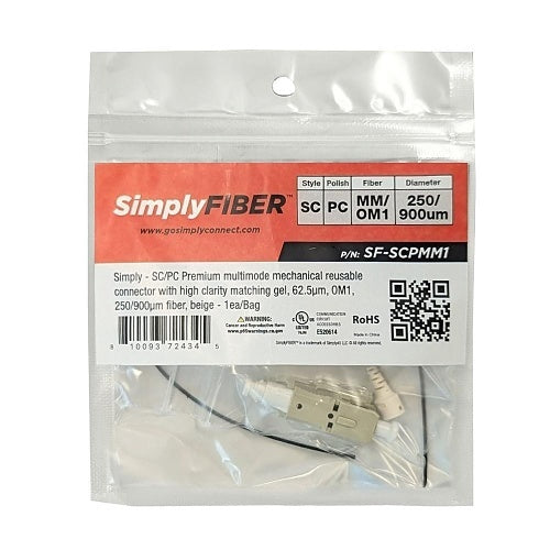 SimplyFIBER SF-SCPMM1 SC/PC MM Mechanical Connector,OM1,  Beige