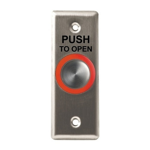 Camden CM-9610/3 Illuminated Piezoelectric Push/Exit Switch, Narrow, Push to Open, Bright Stainless Steel