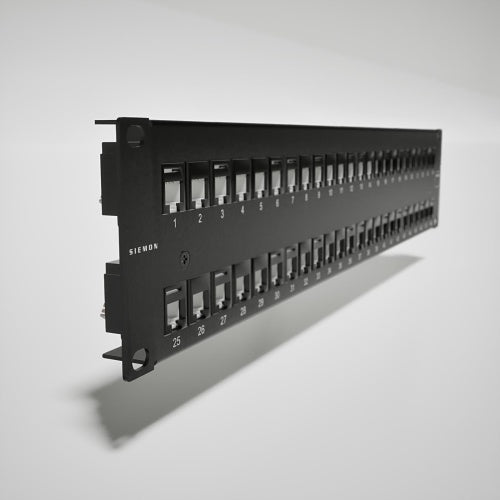 Siemon UP6-F2-48L-RS UltraMAX Copper Flat Patch Panel Category 6, Preloaded, UTP, 48-Port, 2U, Black