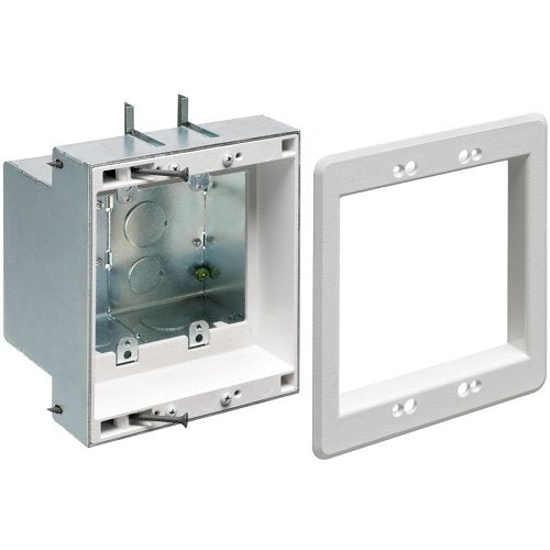 Arlington TVBS505 2-Gang Steel Recessed TV Box, White