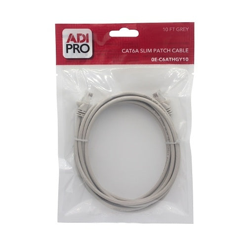 ADI PRO 0E-C6ATHGY10 CAT6A Slim Patch Cable, 10\', Gray