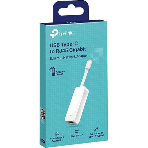 TP-Link UE300C USB Type-C to RJ45 Gigabit Ethernet IP Adapter, White