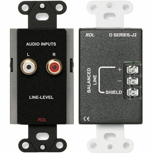 RDL DB-J2 Series Wall Mounted Line Input Assembly, Black