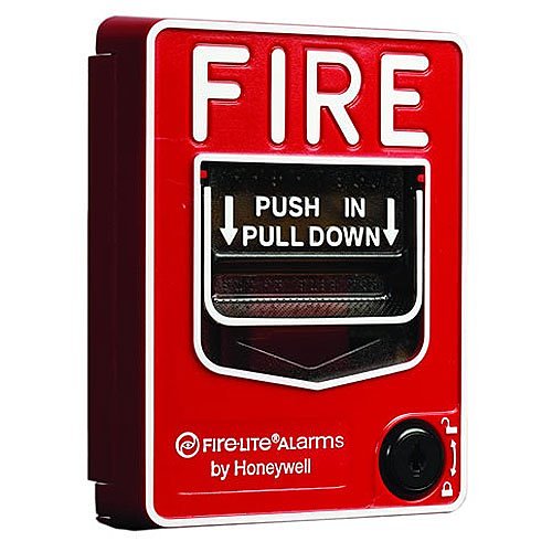 Fire-Lite BG-12LOB Dual-Action Pull Station with SPST N/O Switch, Key Lock, Outdoor Use