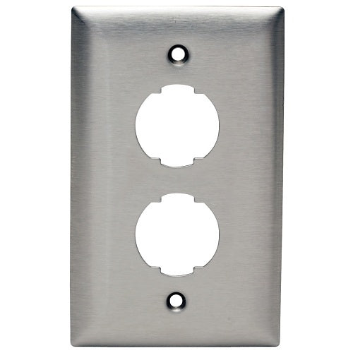 Hubbell HISF12 Hi-Impact Faceplate, 1-Gang, 2-Port, Stainless Steel