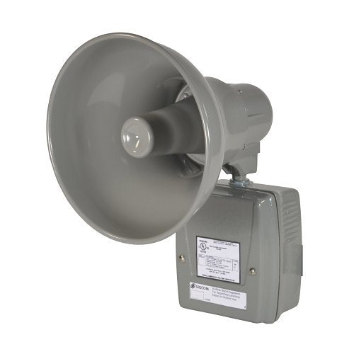 SigCom AM-120G Weatherproof Amplified Speaker, 120V AC, Grey