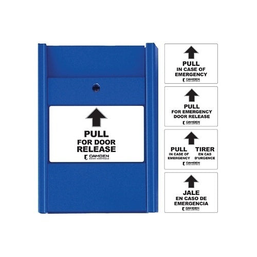 Camden CM-703U Universal Pull Station, Single Gang, N/C and N/O Switch with Multiple Message Labels (Replaces CM-703), Blue