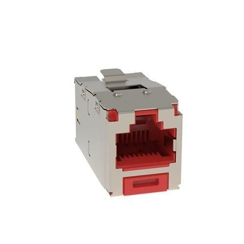 Panduit CJST6X88TGRDY Keystone Jack, CAT6A 28/30AWG Shielded Jack Module, Red