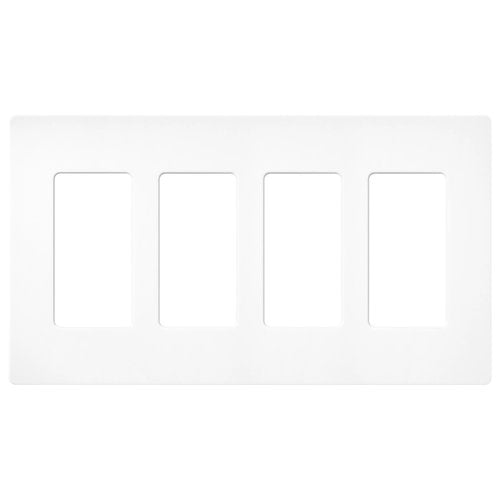 Lutron SC-4-BW Claro 4 Gang Wall Plate for Decorator-Style Dimmers, Switches, and Outlets, Satin Finish, Brilliant White