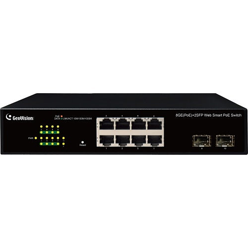 GeoVision 140-APOE81C-001U 8-Port Gigabit 802.3at Easy Web Smart PoE Switch