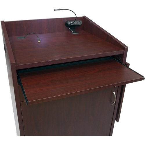 Middle Atlantic L2LDC2FCMGC L2 Series Pre-Configured Lectern with Connectivity and Flip up Shelf, 28\\" Wide, Dark Cherry