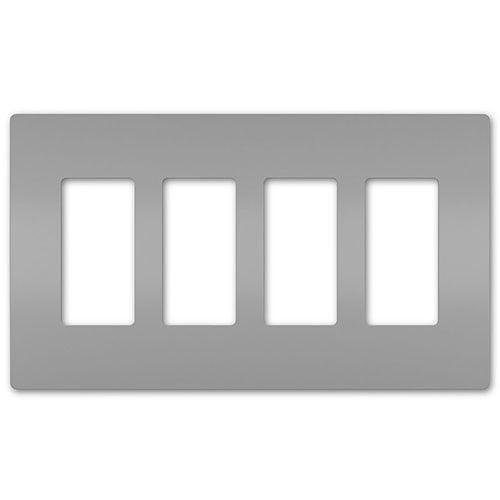 Pass & Seymour SWP264GRY Radiant 4-Gang Screwless Wall Plate, Gray