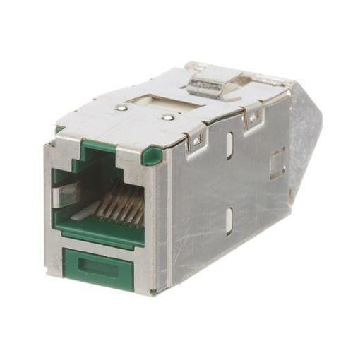 Panduit CJSUD6X88TGGRY Mini-Com CAT6a Shielded RJ45 Up / Down 45° Angled TG Jack Module, Green