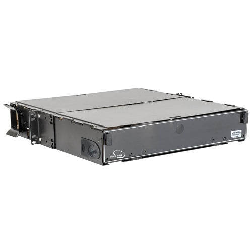 Hubbell FCR2U9SPX FCR-X Series Fiber Rack Mount Unloaded Enclosure, 2U, 9 LGX Panels, Horizontal, Black