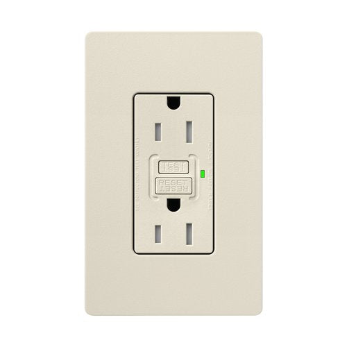 Lutron SCR-15-GFST-PM Claro 15A Tamper Resistant GFCI Duplex Receptacle, Decorator-Style Outlet, Self-Testing, Satin Finish, Pumice