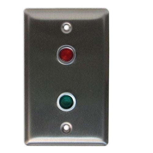 Camden CX-LED2/56FRG Single- Gang Faceplate, 2 LEDs, Blank, 12-28VDC Red LED and Green LED, \'Occupied\' \'Door Locked - Door Unlocked