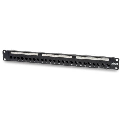 Tripp Lite N254-024 24-Port 1U Rack-Mount CAT6/CAT5 Feedthrough Patch Panel, RJ45 Ethernet