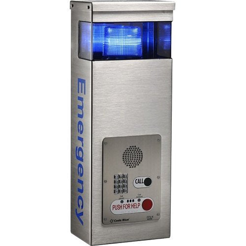 Code Blue CB 2-E Brushed Stainless Steel, No Speakphone, Graphic Text on Side \\"Emergency\\" Image of CW-CB2E00191