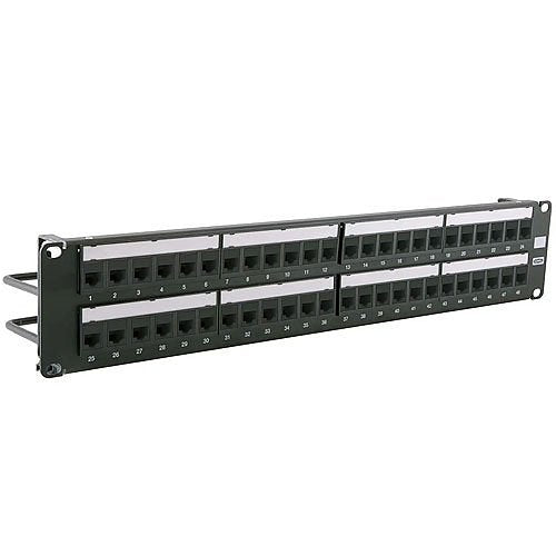 Hubbell HPJ6A48 CAT6A Jack Panel with Cobra-Lock Termination, 48-Port, Black Image of 40-HPJ6A48