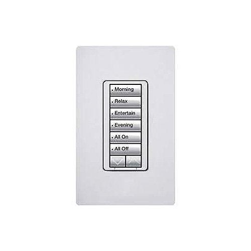 Lutron RRD-W6BRL-SW RadioRA 2 seeTouch Wall-Mount Designer Keypad, 6-Button with Raise-Lower, Snow