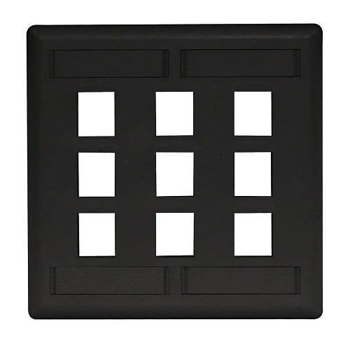 Hubbell IFP29BK Wallplate Flush 2-Gang 9-Port Wall Plate, Black