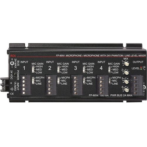 RDL FP-MX4 4-Channel Audio Mixer Image of RL-FPMX4